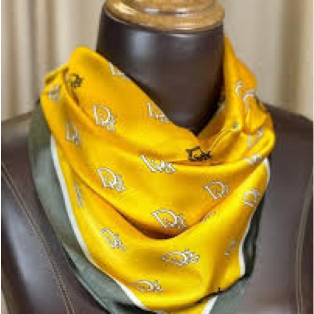 Yellow Luxury Pattern Square Scarf - Picture 4 of 6